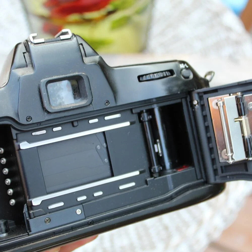 Nikon camera with fisheye lens (no battery) circa 1997